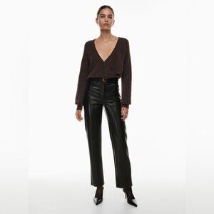 NWT Aritzia Wilfred Melina Pant in Japanese vegan leather black size 12